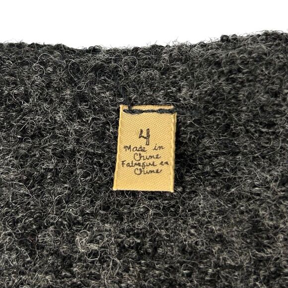 Free People Wool Blend Gray 4 Bohemian Embroidered Pleated Button Jacket Blazer - Picture 6 of 13